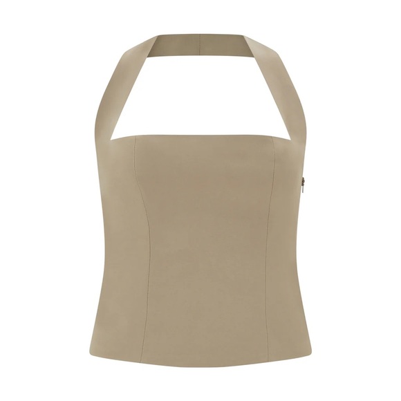 Oddmuse Tops - Elegant Tan Halter Top